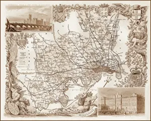 Uxbridge: 1840s Victorian Map of Middlesex