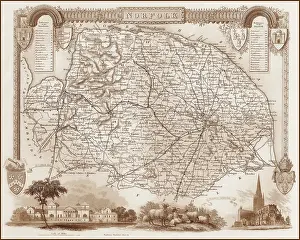 Thetford: 1840s Victorian Map of Norfolk