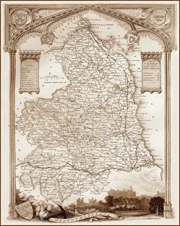 Hexham: 1840s Victorian Map of Northumberland