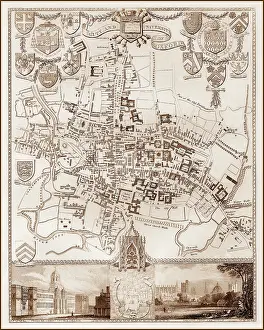 Oxon: 1840s Victorian Map of Oxford