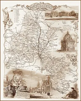Oxon: 1840s Victorian Map of Oxfordshire