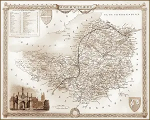 Somersetshire: 1840s Victorian Map of Somerset