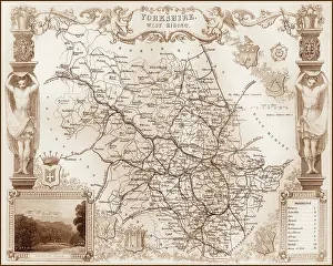 Pontefract: 1840s Victorian Map of West Riding of Yorkshire