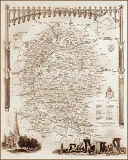 Wilts: 1840s Victorian Map of Wiltshire