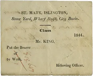 Relieving: 1844 poor relief work ticket