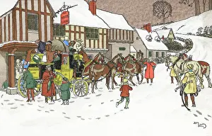 Stopover: 1850s - Illustration Victorian Coaching Scene Stopover Count