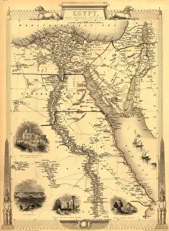 Penninsula: 1851 map of Egypt with engravings of the ?