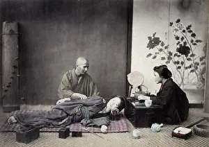 Shampooing: 1860's Japan - a blind masseur