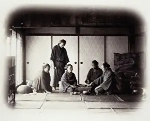 Beato: 1860's Japan - a group in a tea house