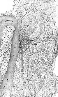 Vicksburg: 1863 map showing the plan of the siege of vicksburg