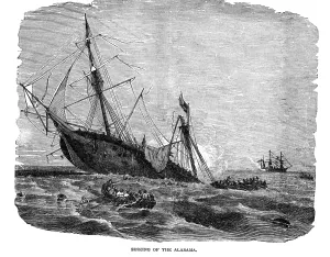 Civl: 1864 Sinking of Confederate Ship Alabama by the Union Ship
