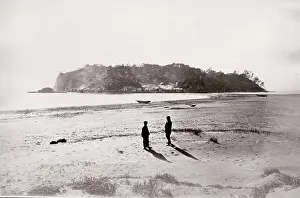 Enoshima: 1870's Japan - the beach at Enoshima
