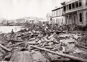 Typhoon: 1870's Japan - the Bund at Kobe after the typhoon