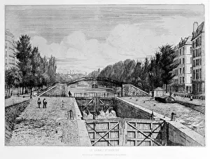 Bastille: 1880 illustration of the Canal Saint-Martin is