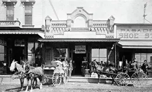 Storefronts: 1880s 1885 GROUPS OF MEN STANDING NEXT TO HORSE