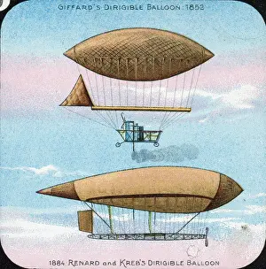 Dirigible: 1884 Renard and Kreb's and Giffard's dirigible balloons