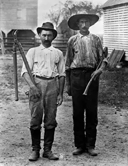 Farmhand: 1890s 1900s 2 Men On Farm In Work