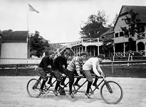 Pedaling: 1890s 1900s 4 Men Riding Racing