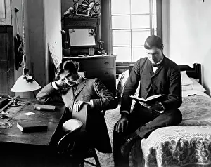 Dorm: 1890s Pair Of Male Students Studying