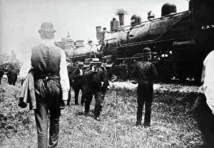 Lef001: 1890s turn of century group of men walking standing