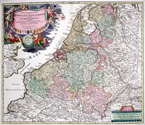 Homann: 18th century Map of Benelux, Belgium, Holland, Luxembourg