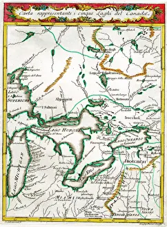 Rappresentante: 18th century Map of the Great Lakes, Canada