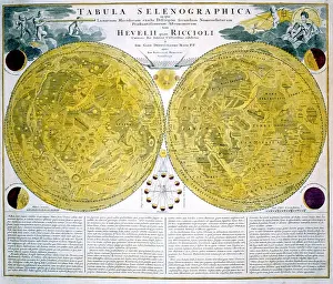 Hevelius: 18th century Map of the Moon - Tabula Selenographica