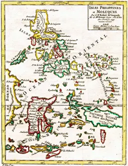 Moluccas: 18th century Map of the Philippines and Moluccas