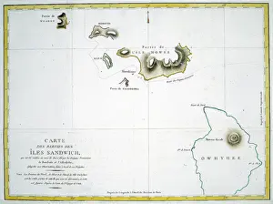 Perouse: 18th century Map of the Sandwich Isles