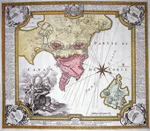 Homann: 18th century Map of the Siege of Kerkira on Corfu