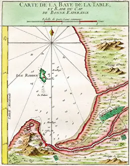 Bellin: 18th century map of Table Bay, Cape Town, South Africa
