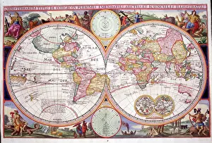 Visscher: 18th century Map of the World