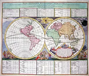 Hemispheres: 18th century Map of the World Hemispheres