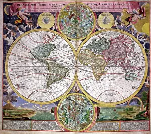 Terrestris: 18th century Map of the World (Hemispheres)