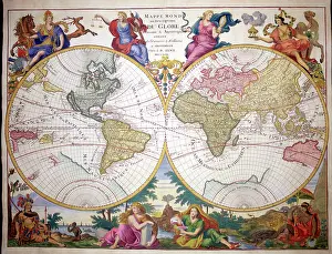 Hemispheres: 18th century Map of the World, Mappe Monde du Globe