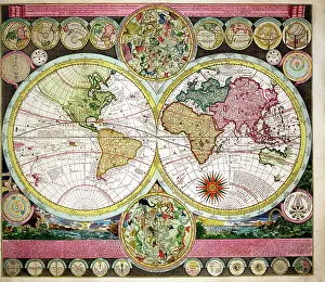 Chaumont: 18th century Map of the World showing routes of explorers