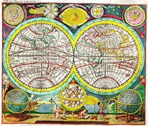 Terr: 18th century World Map with Hemispheres