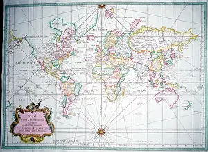 Bellin: 18th century World Map - Mercator Projection