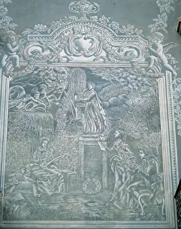 String: 19 th century art. Masferrer house. Sgrafitto. Vic. Cataloni