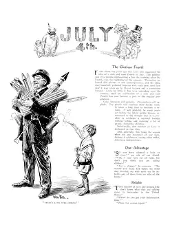 Prank: 1900s illustration fourth of july boy lighting