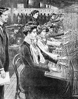 Dialing: 1902 illustration women switchboard operators