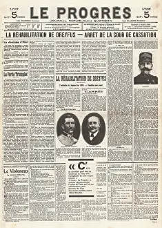 Demange: 1906 Le Progres newspaper front page Trial of Dreyfus