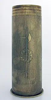 Merkem: A 1913 77 mm shell case, engraved Merkem