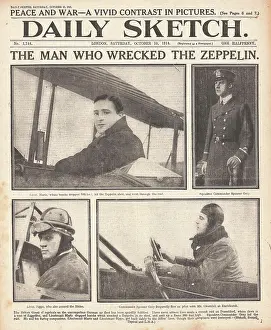 Potters: 1914 Daily Sketch Zeppelin destroyed in air raid