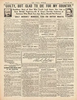 Whitlock: 1915 Daily Mirror Execution of Nurse Edith Cavell