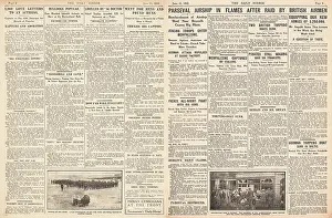 Parseval: 1915 Daily Mirror Parseval Airship in Flames