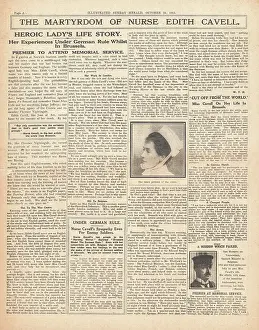 Vilna: 1915 Sunday Herald Execution of Nurse Edith Cavell