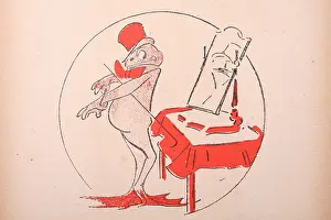 1916, Humorous Illustration, Frog, Top Hat
