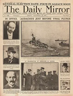 Audacious: 1918 Daily Mirror front page Sinking of HMS Audacious