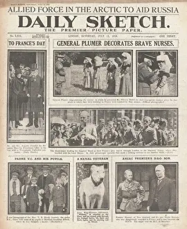 Plumer: 1918 Daily Sketch General Plumer decorating nurses